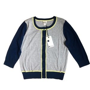 Stylus Cardigan Sweater Colorblock Grey Blue Button Down Size Medium NEW